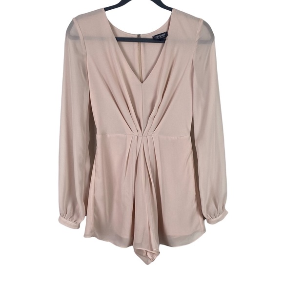 TOPSHOP Long Sleeve Blush Pink Romper Size 4 - Picture 2 of 9